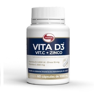 Vita D3  Vit C  Zinco 60 Cápsulas  Vitafor